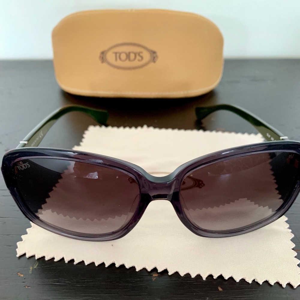 TOD’S Smoke Translucent Green Square Sunglasses